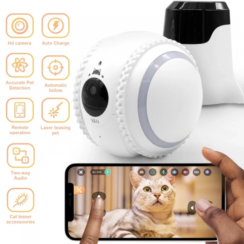 Caméra pour chat XBO R2, robot compagnon intelligent IA, reconnaissance des animaux de compagnie, fonction vocale bidirectionnelle