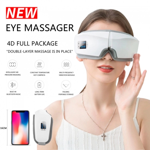 Instrument de soin des yeux à vibrations 4D Smart Airbag Lunettes de massage des yeux Bluetooth à compression chaude Sac de fatigue et rides