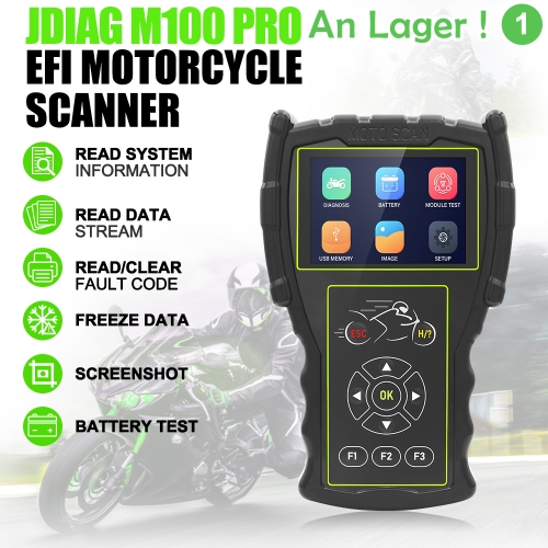 JDiag M100 Pro Motorcycle Handheld Scanner Diagnostic Tool Universal 2 in 1 Scanner Battery Tester