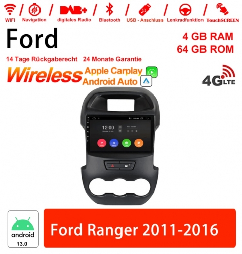 9 pouces Android 13.0 Autoradio / multimédia 4Go de RAM 64Go de ROM pour Ford Ranger 2011-2016