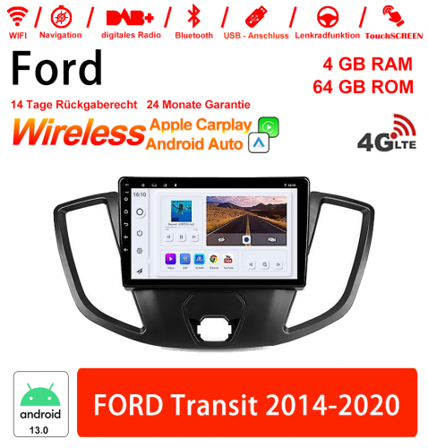 9 pouces Android 13.0 Autoradio / multimédia 4Go de RAM 64Go de ROM pour FORD Transit 2014-2020