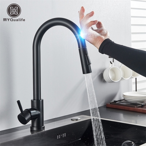 Pull Out Sensor Schwarz Küche Wasserhahn Empfindliche Touch Control Wasserhahn Mixer Für Küche Touch Sensor Küche Mischbatterie