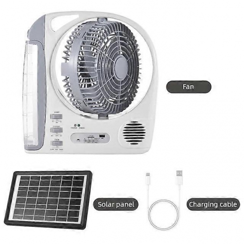 Ventilateur d'extérieur portable 6 en 1 - Fonctionne à l'énergie solaire et est rechargeable