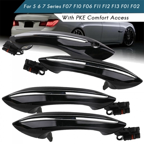 4X Schwarz Äußere Außen Außen Komfort Zugang Türgriff Set Für BMW 5 6 7 Serie F07 F10 F11 F06 F12 F13 F01 F02 51217231931