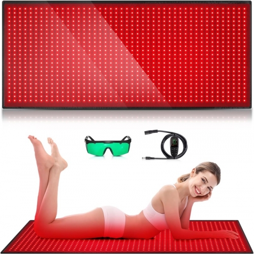 Tapis de luminothérapie infrarouge rouge 1280 LED pour le corps, couverture de luminothérapie rouge 71 "x 31" 660 nm 850 nm soulagement de la douleur