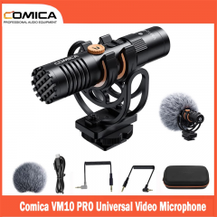 Comica VM10 Pro Camera Microphone with Shock Mount Gain Control and Deadcat, Video Shotgun Microphone for Smartphones DSLR