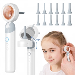 Otoscope auriculaire 1,38'' avec écran IPS et caméra 1080P, nettoyeur d'oreille endoscope sans fil avec 12 embouts pour adultes et enfants