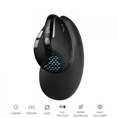 Ergonomic Vertical Mouse with OLED Screen, 4000 DPI, Rechargeable, 1000 mA, Detachable Back for Computer