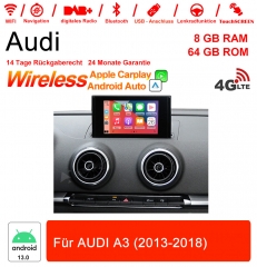 Qualcomm Snapdragon 680 Android 13.0  Autoradio / Multimedia 8GB RAM 64GB ROM Für AUDI A3 2013-2018 Built-in CarPlay