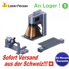 LaserPecker 5/LP5 Deluxe Intelligenter 20W Faser & Dioden-Lasergravierer inklusive Rotary Extension + Slide Extension