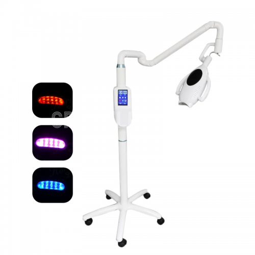 Machine de blanchiment des dents à écran tactile dentaire 60 W 10 LED 3 couleurs Lampe de blanchiment portable Roues sur pied