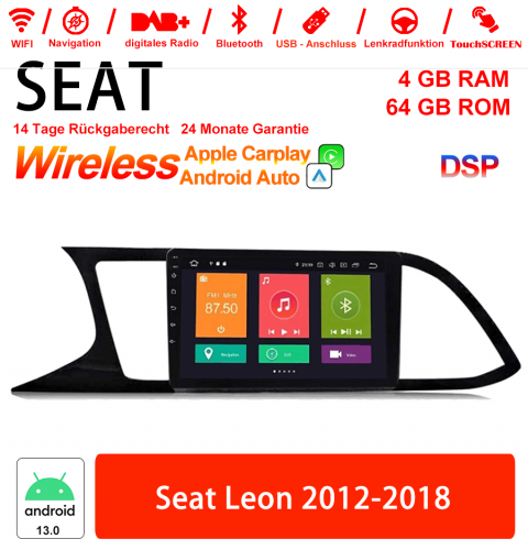 9 Zoll Android 13.0 Autoradio / Multimedia 4GB RAM 64GB ROM Für Seat Leon 2012-2018