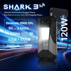 8849 SHARK 3 Smartphone robuste Android 14 32 Go + 512 Go Écran AMOLED 3K 11600mAh Caméra de nuit Téléphone 5G