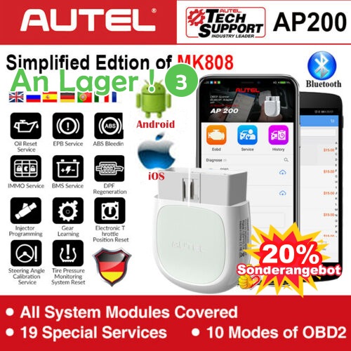 Autel AP200 Bluetooth Adapter OBD2 Scanner Code Reader Volle Systeme OBD2 Diagnose Werkzeug AutoVIN TPMS IMMO Service