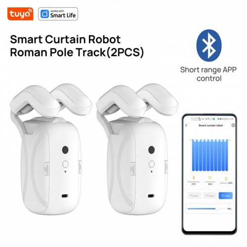 2 pièces de robot de rideau intelligent Bluetooth Tuya, avec rail romain et application de contrôle