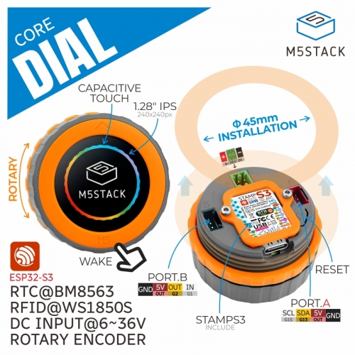 M5Dial ESP32-S3 M5StampS3 Entwicklungsboard 1,28-Zoll runder Touchscreen Smart Home Control für UIFlow