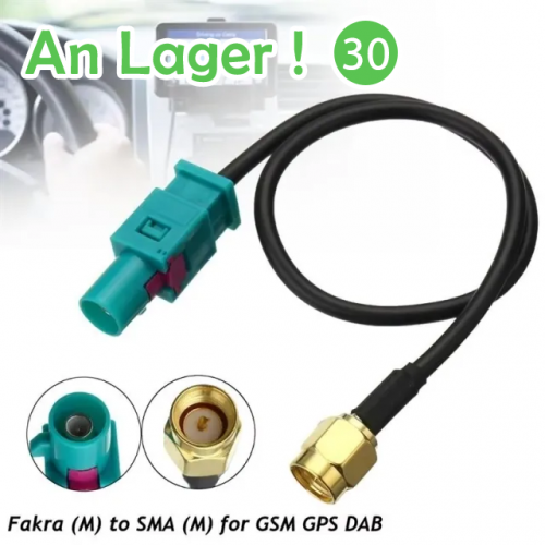 Adaptateur d'antenne de voiture, câble connecteur Fakra Z (mâle) vers SMA (mâle) pour GSM GPS DAB universel 21.5cm 1 pièce