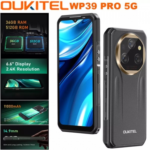 OUKITEL WP39 PRO 5G, téléphone robuste Android 14, débloqué, IP68, compatible extérieur, fabriqué par le fabricant