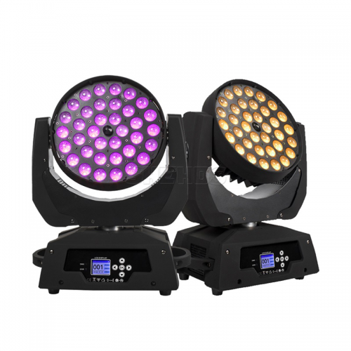 Lot de 2 projecteurs LED 36 x 18 W à tête mobile, version RGBWA + UV 6 en 1, éclairage de scène à zoom pour DJ, discothèque, lumières de Noël, fête