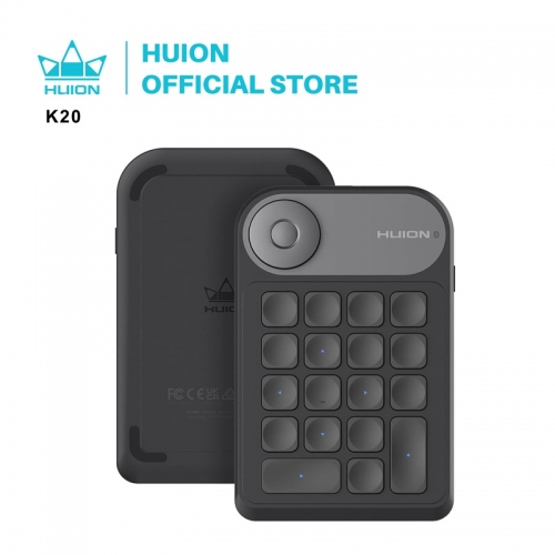 Mini-clavier Huion K20 Keydial pour tablettes graphiques, PC et téléphones, clavier 18 touches + contrôleur de numérotation, version améliorée