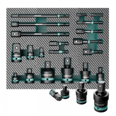 1/4" 3/8" 1/2" impact socket adapter and reducer, including reducers, universal joints, socket adapter extension, 20 pieces