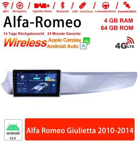 9 pouces Android 13.0 Autoradio / multimédia 4Go de RAM 64Go de ROM pour Alfa Romeo Giulietta 2010-2014