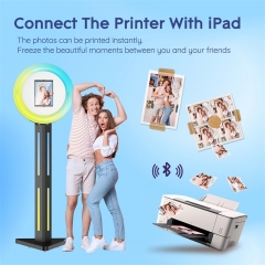 Portable photo booth, compatible with any iPad, separable triangular Ipad photo booth, APP control ring light for Christmas