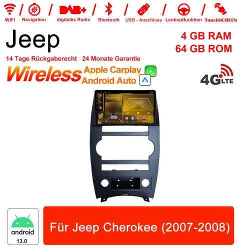 9 pouces Android 13.0 Autoradio / multimédia 4Go de RAM 64Go de ROM pour Jeep Cherokee (2007-2008)