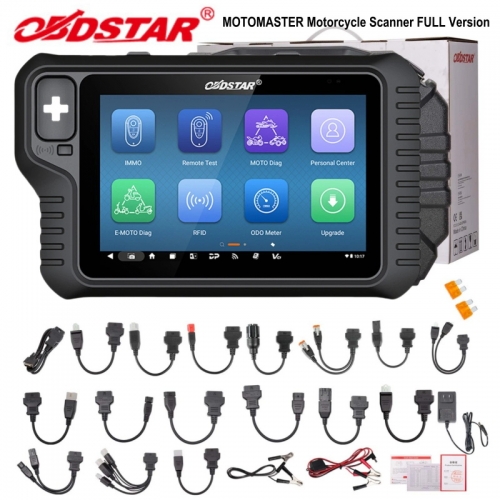OBDSTAR MOTOMASTER Version COMPLÈTE Scanner Moto Compatible IMMO MOTO Diag E-MOTO Diag Test à Distance Odomètre Clignotant EC-U