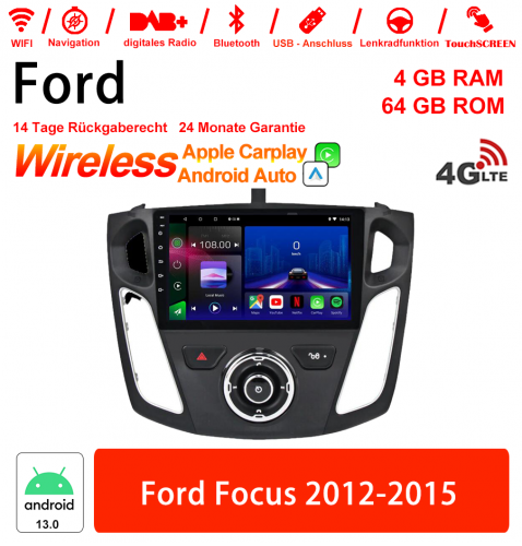 9 pouces Android 13.0 Autoradio / multimédia 4Go de RAM 64Go de ROM pour Ford Focus 2012-2015