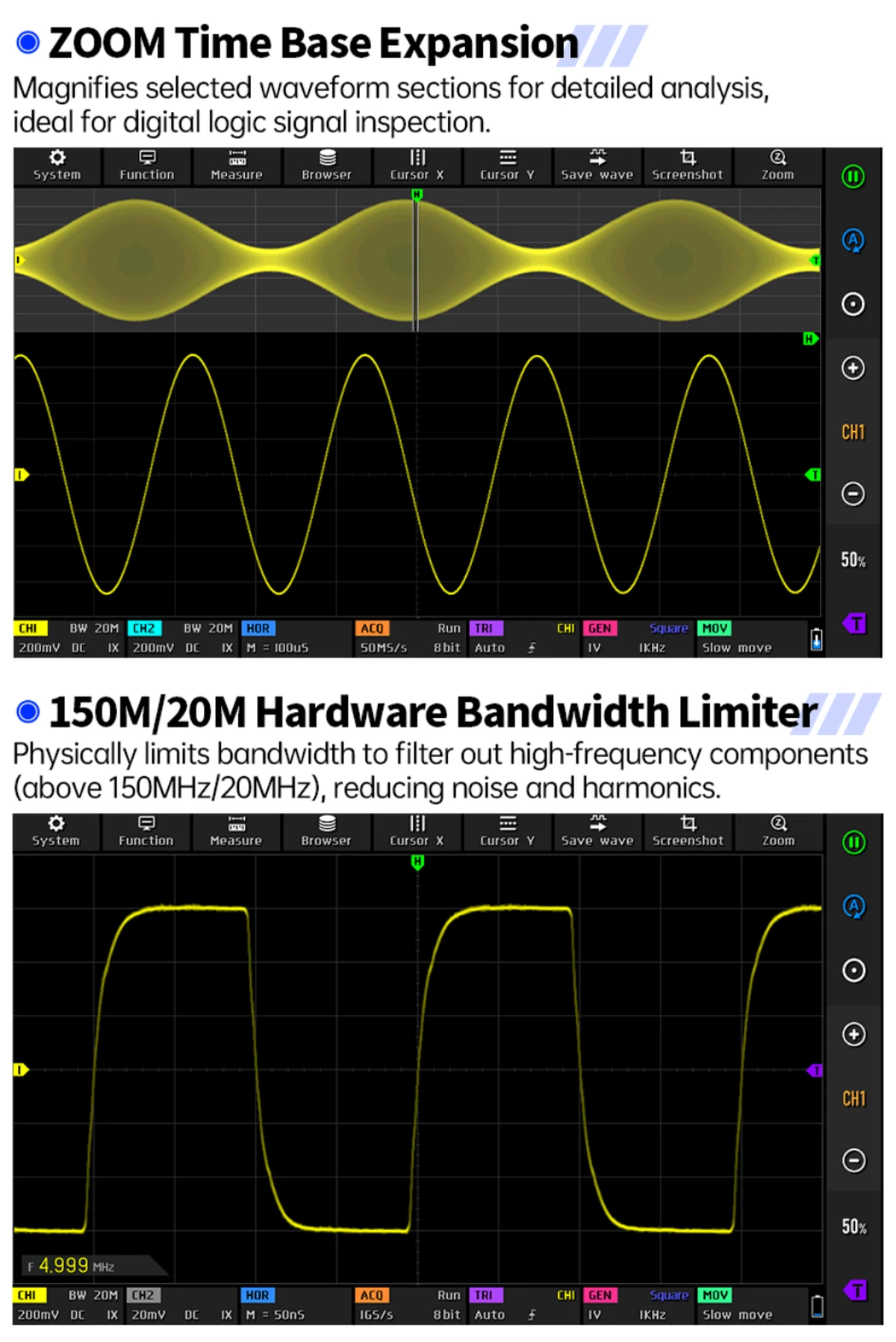 FNIRSI DPOS350P oscilloscope 4‑en‑1 écran tactile
