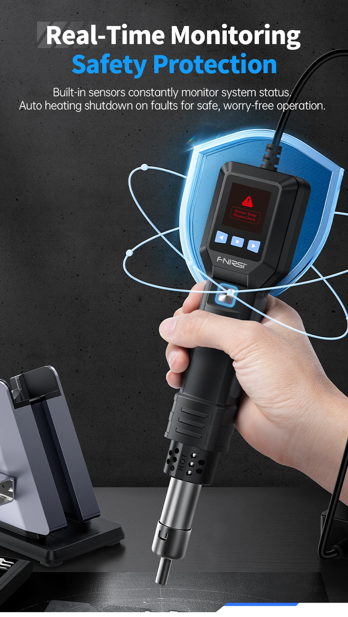 FNIRSI SAG‑55 pistolet à air chaud avec écran LCD