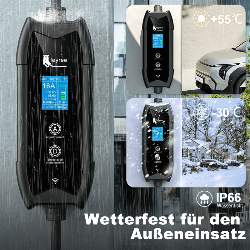 Wetterfeste IP66 EV-Ladestation für Außenbereich – -30°C bis +55°C