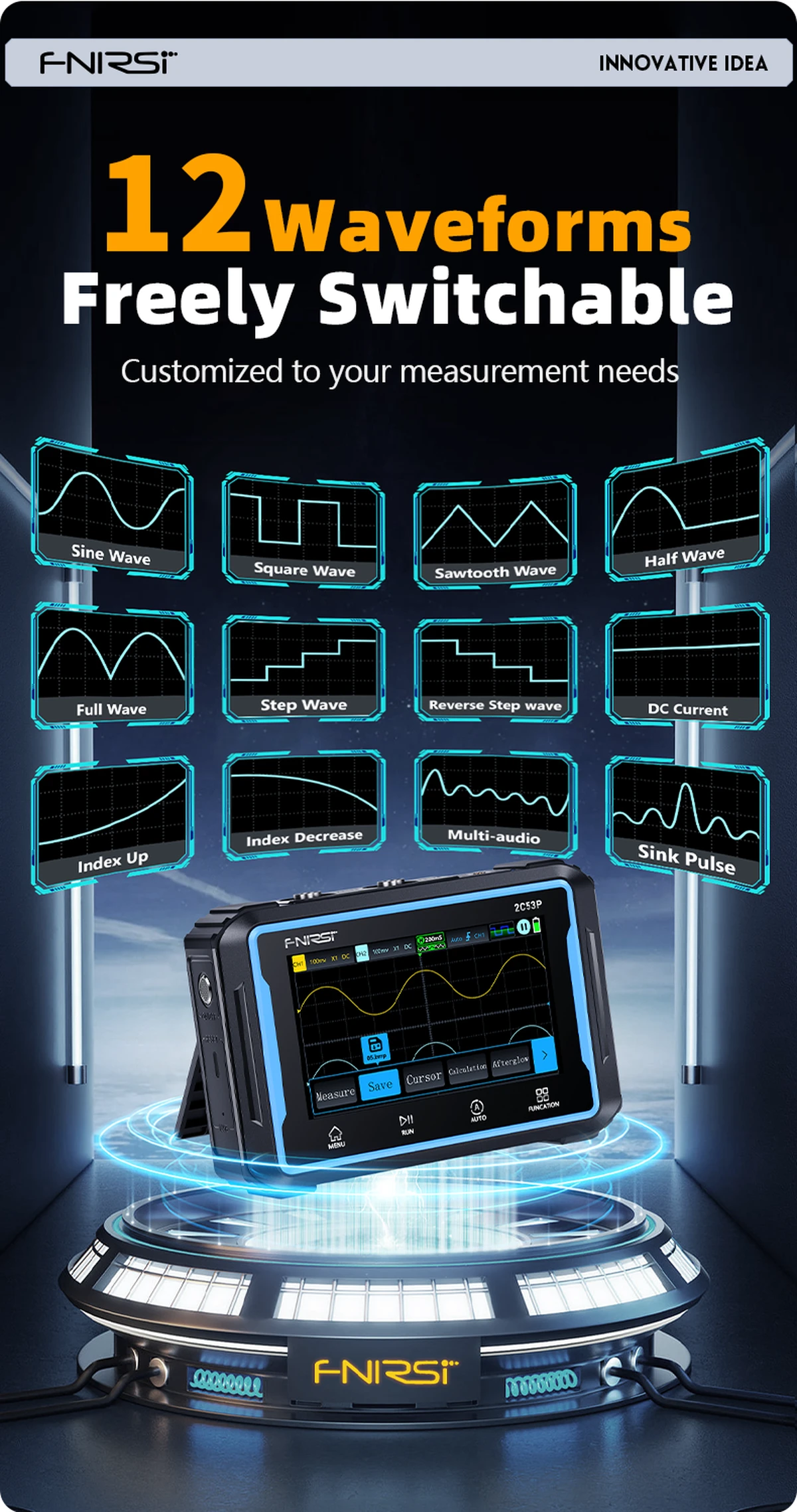FNIRSI 2C53P touch oscilloscope multimeter signal generator