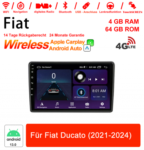 9 inch Android 13.0 car radio / multimedia 4GB RAM 64GB ROM for Fiat Ducato 2021-2024 with WiFi NAVI Bluetooth USB