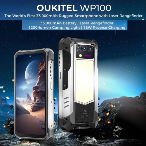 Smartphone robuste Oukitel WP100 avec télémètre laser 5G téléphone extérieur 33000mAh 12Go 512Go 200MP Android 14
