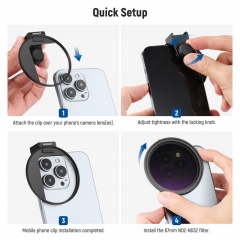 NEEWER 67mm Clip-On Filter Set with Variable ND2-ND32 Phone Lens, Phone Clip with Threaded Adapter Ring/Cold Shoe/Locking Knob