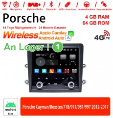 7 pouces Android 13.0 4G LTE Autoradio /Multimedia 4GB RAM 64GB ROM pour Porsche Cayman/Boxster/718/911/981/997 2012-2017 Carplay intégre/Android Auto