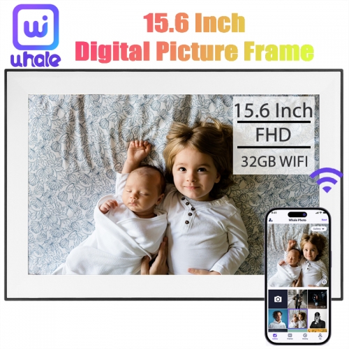 Cadre photo numérique Wi-Fi intégré de 15,6 pouces avec grand écran tactile IPS, 1920 x 1080, cadre intelligent Wi-Fi de 32 Go