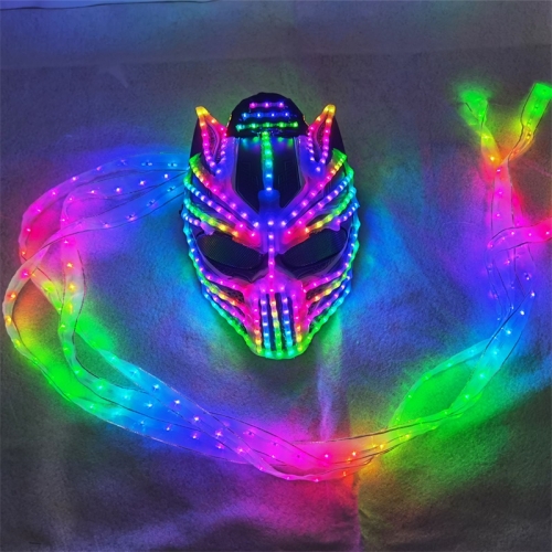 Casque LED, monstre, chapeau lumineux, masque de panthère noire pour la performance, performance de robot LED