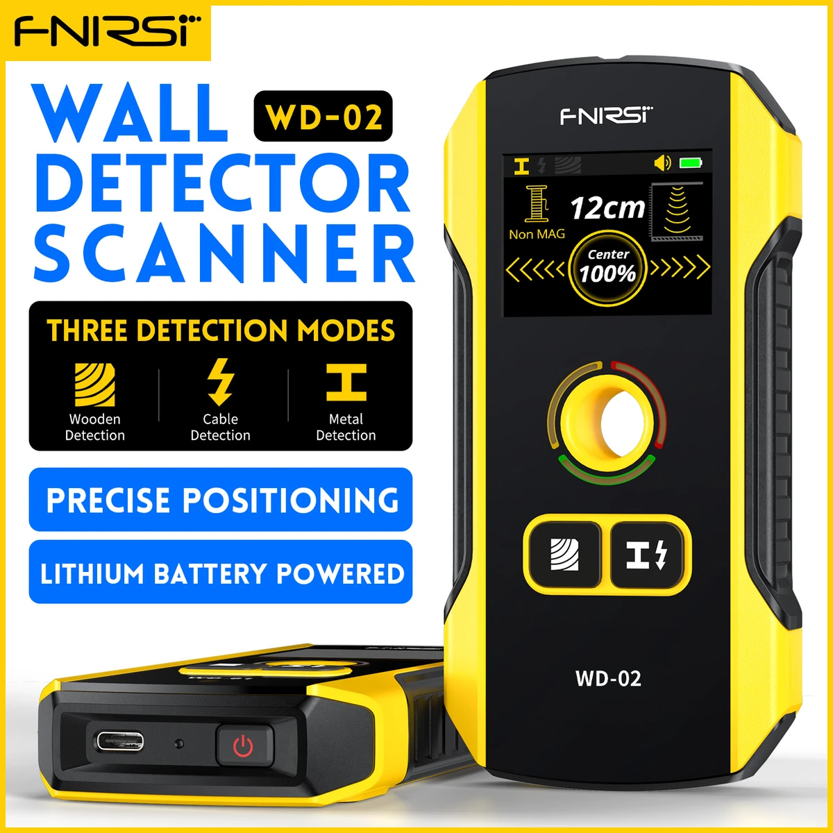 Fnirsi WD‑02 Détecteur mural écran TFT pour métal/bois/AC