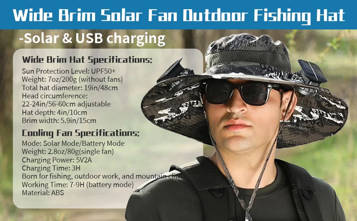 Solar-Fan-Hut mit breiter Krempe
