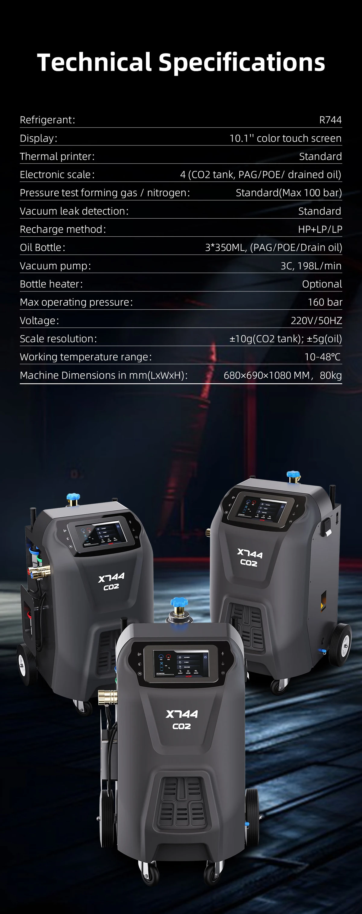 WONDERFU X744 R744 (CO₂) Vollautomatische Klimaanlage 
