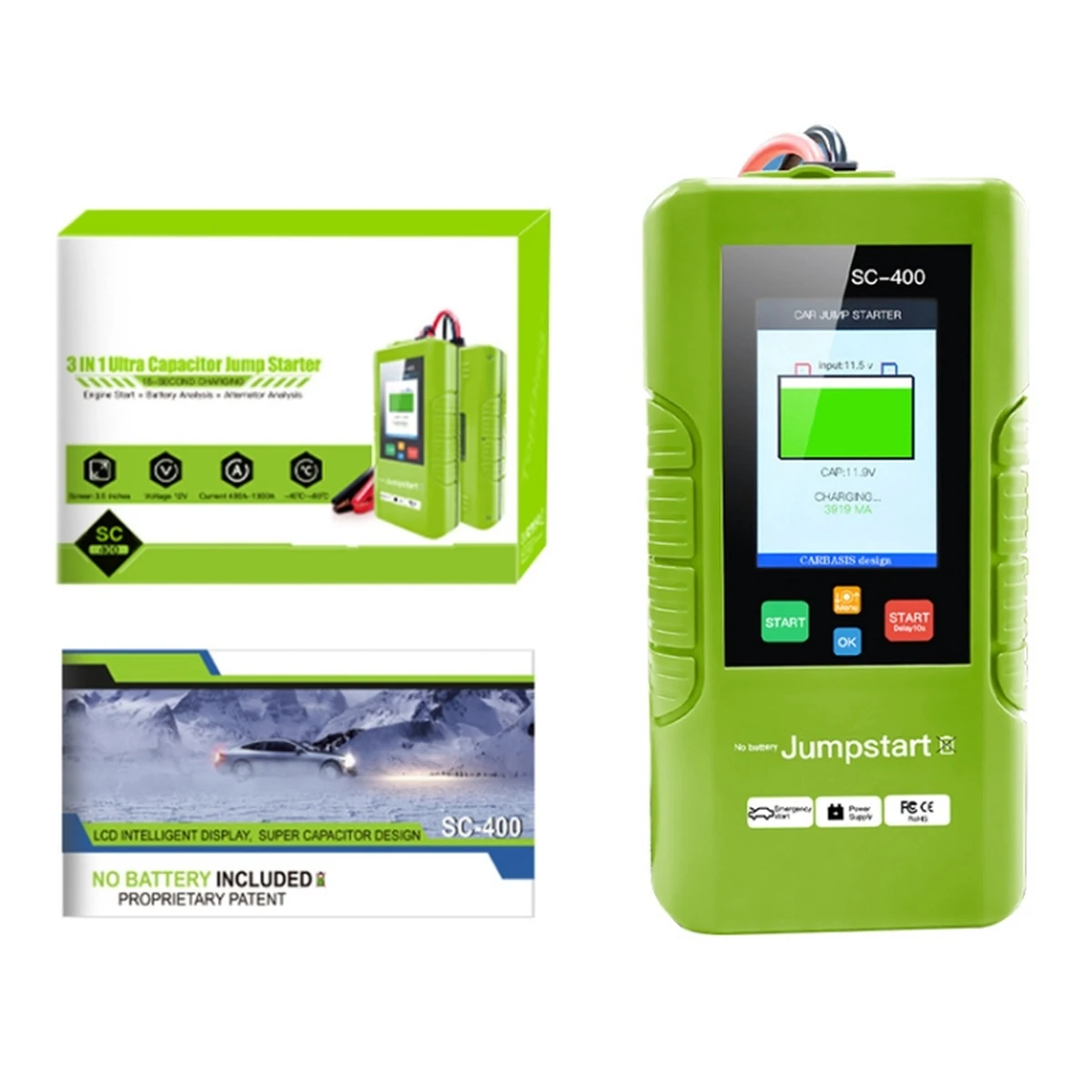 JDiag SC-400 Supercapacitor Car Jump Starter – Fast Charge Emergency Booster & Power Bank