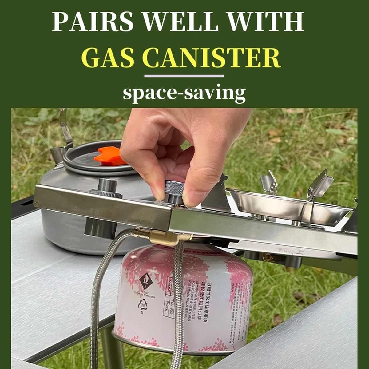 Réchaud à Gaz Pliable Portable Argenté - Idéal Camping Et Table IGT