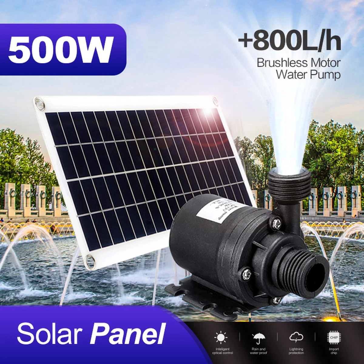 Pompe solaire 500 W & 800 L/H silencieuse