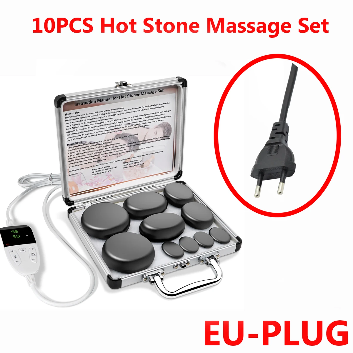 10-piece hot stone massage set