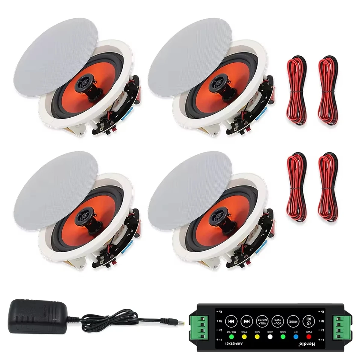 4 enceintes bluetooth 6,5″ plafond Herdio 600 W