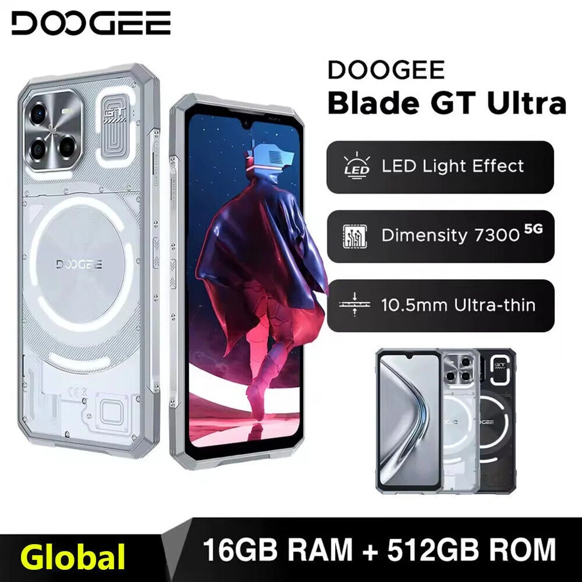 DOOGEE Blade GT Ultra 5G Android 14 6.72 Zoll FHD+ Robustes Smartphone 16GB RAM 512GB ROM 5500mAh Akku
