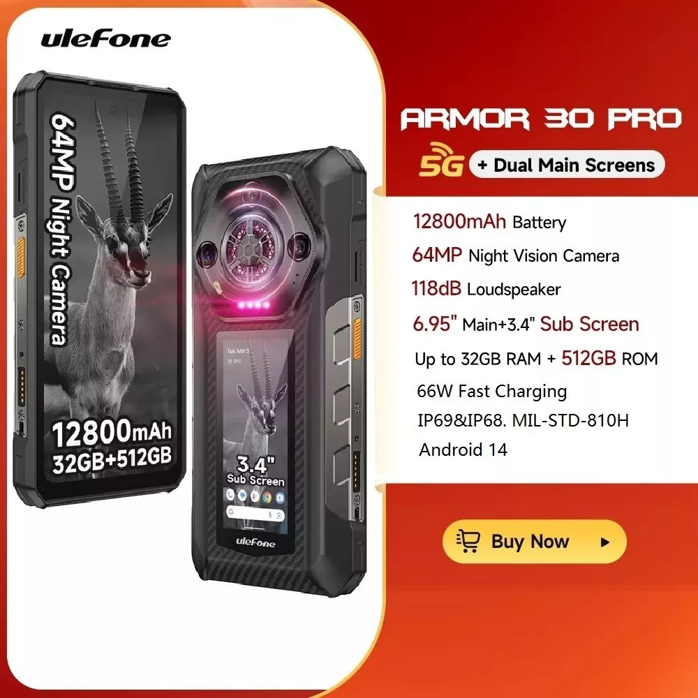Smartphone robuste Ulefone Armor 30 Pro 32 Go + 512 Go avec SoC IA